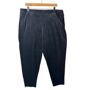 Gloria Vanderbuilt Jet Black Velvet Pull On Pants Womens XXL Pockets Comfort